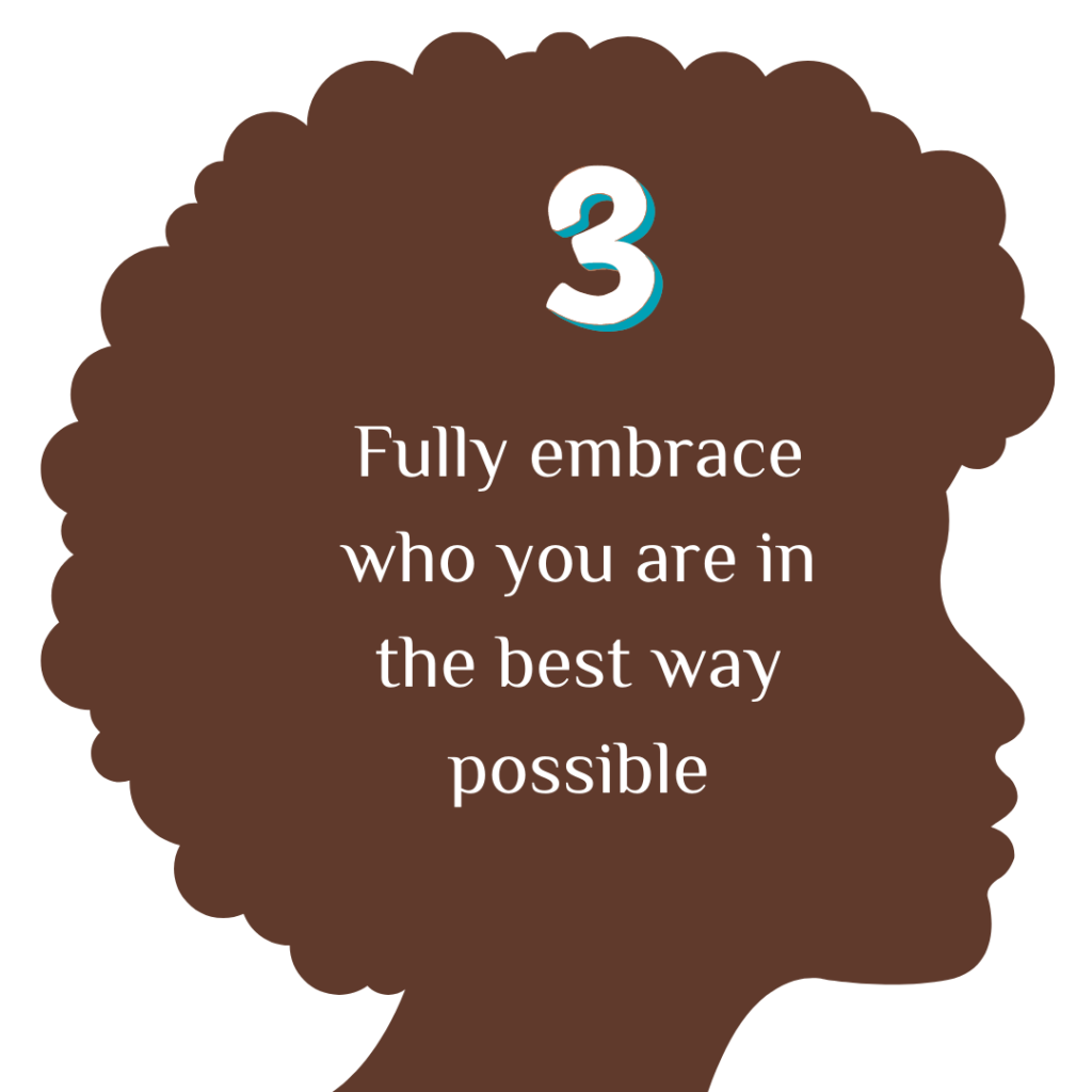 Step 3: Silhouette view of brown skin Black woman looking right